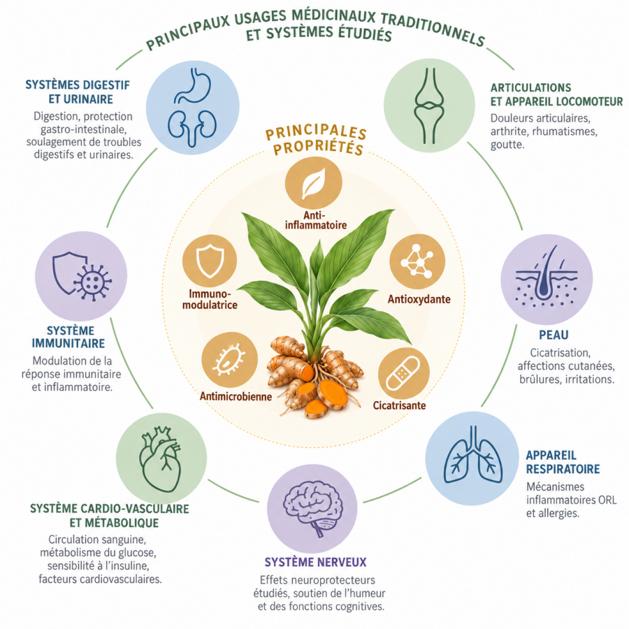 Principales propriétés et usages médicinaux du curcuma © Agripédia NC